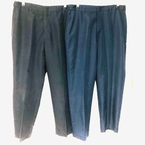 LOT OF 2 Haggar Black Label Pants‎ Mens 33x27.25 Black Navy Wrinkle Resist